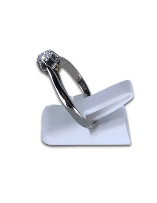Bague Vintage Or Blanc, Platine & Solitaire