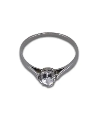 Bague Vintage Or Blanc, Platine & Solitaire