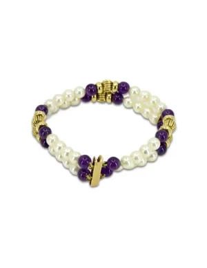 Bracelet Or, Amethystes & Perles de Culture