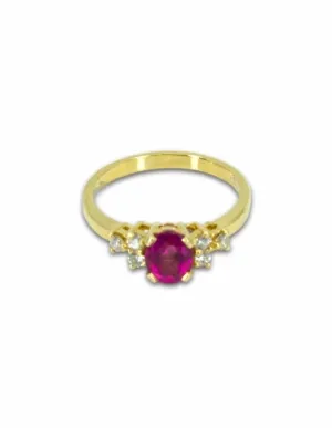 Bague Or jaune, Saphir Rose & Diamants
