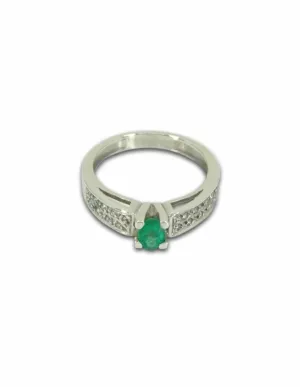 Bague Or Blanc, Emeraude & Diamants 2