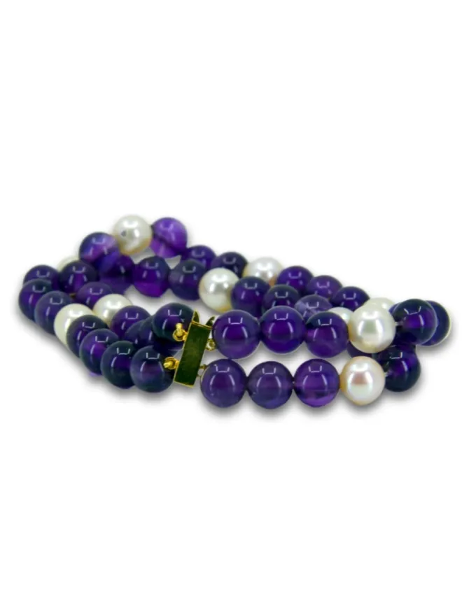 Bracelet Or, Amethystes & Perles de Culture