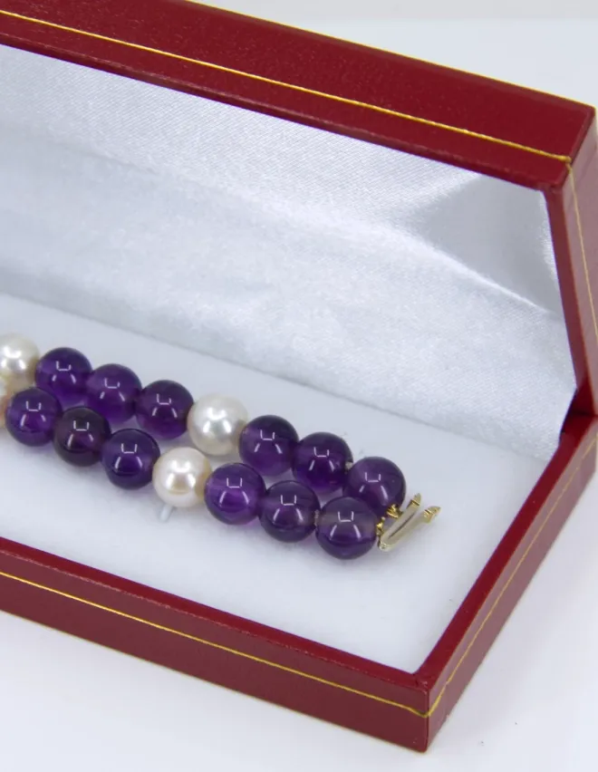 Bracelet Or, Amethystes & Perles de Culture