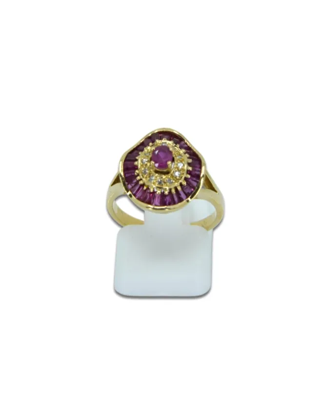 Bague Jupe Or Jaune & Saphirs Roses