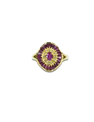 Bague Jupe Or Jaune & Saphirs Roses 2