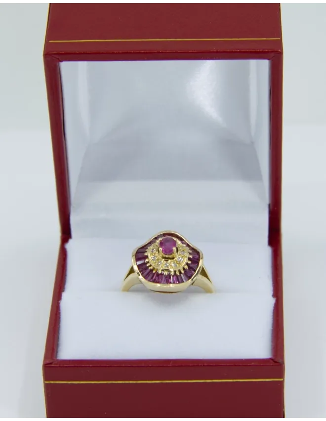 Bague Jupe Or Jaune & Saphirs Roses