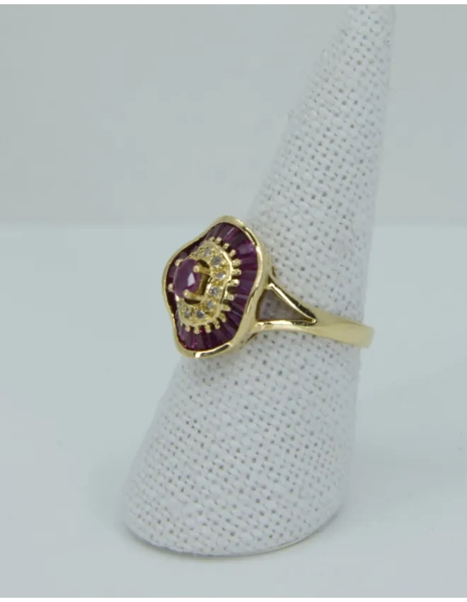 Bague Jupe Or Jaune & Saphirs Roses