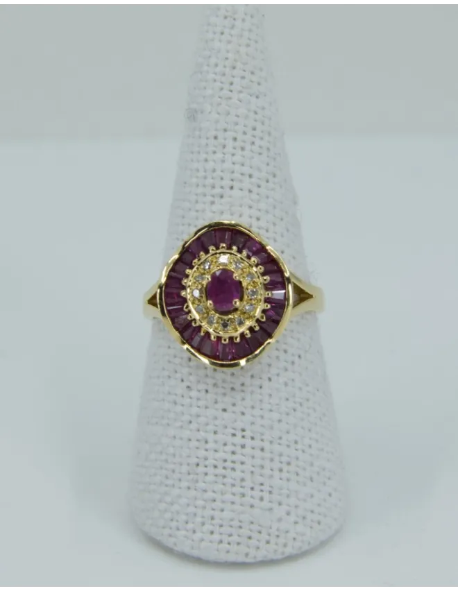 Bague Jupe Or Jaune & Saphirs Roses