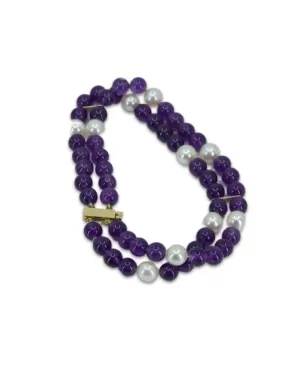 Bracelet Or, Amethystes & Perles de Culture