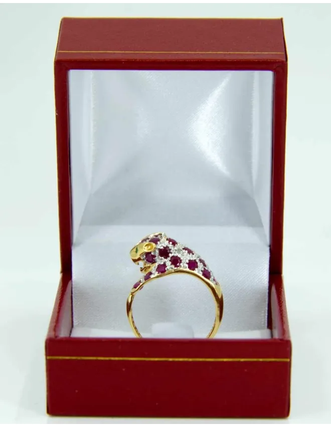 Bague Léopard Or, Rubis, Diamants & Emeraudes