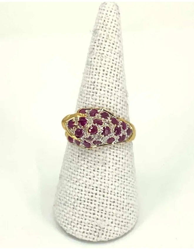 Bague Léopard Or, Rubis, Diamants & Emeraudes
