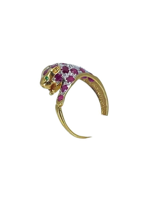 Bague Léopard Or, Rubis, Diamants & Emeraudes