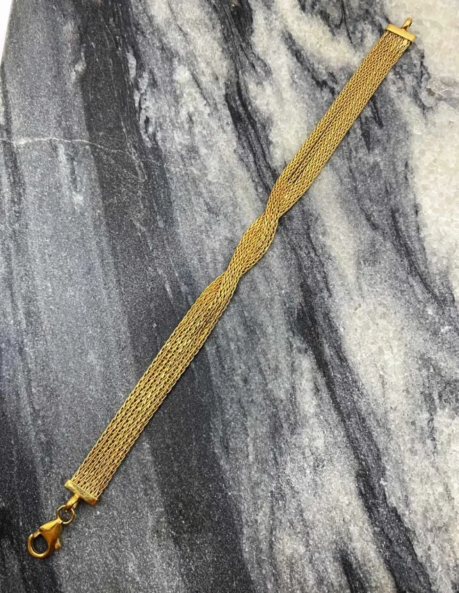 Bracelet Plat Multi-chaînes Or Jaune