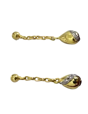 Pendants d'Oreilles Cartier Vintage, Diamants, Or Jaune et Blanc 2