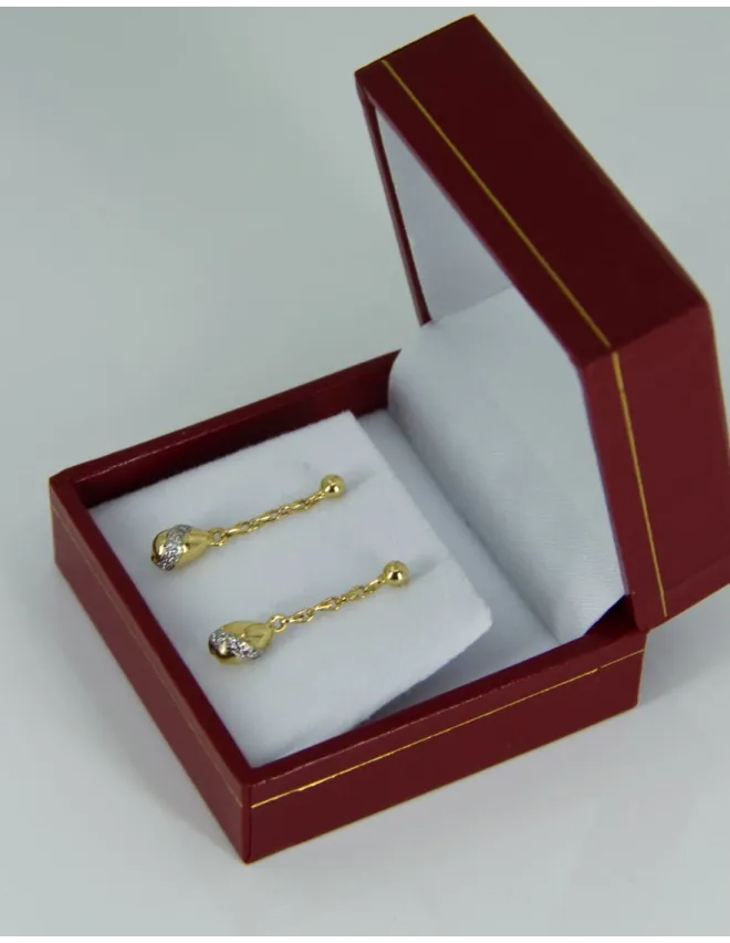 Pendants d'Oreilles Cartier Vintage, Diamants, Or Jaune et Blanc
