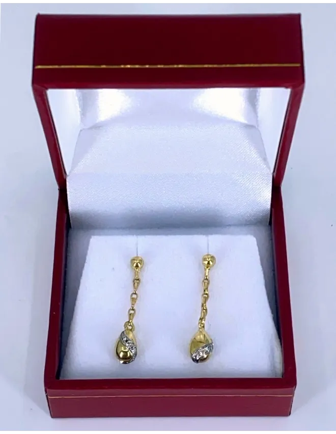 Pendants d'Oreilles Cartier Vintage, Diamants, Or Jaune et Blanc