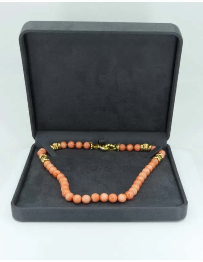 Collier Corail Peau d'Ange Fermoir Torsadé Or Jaune
