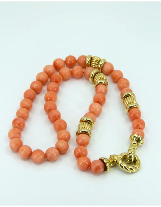 Collier Corail Peau d'Ange Fermoir Torsadé Or Jaune