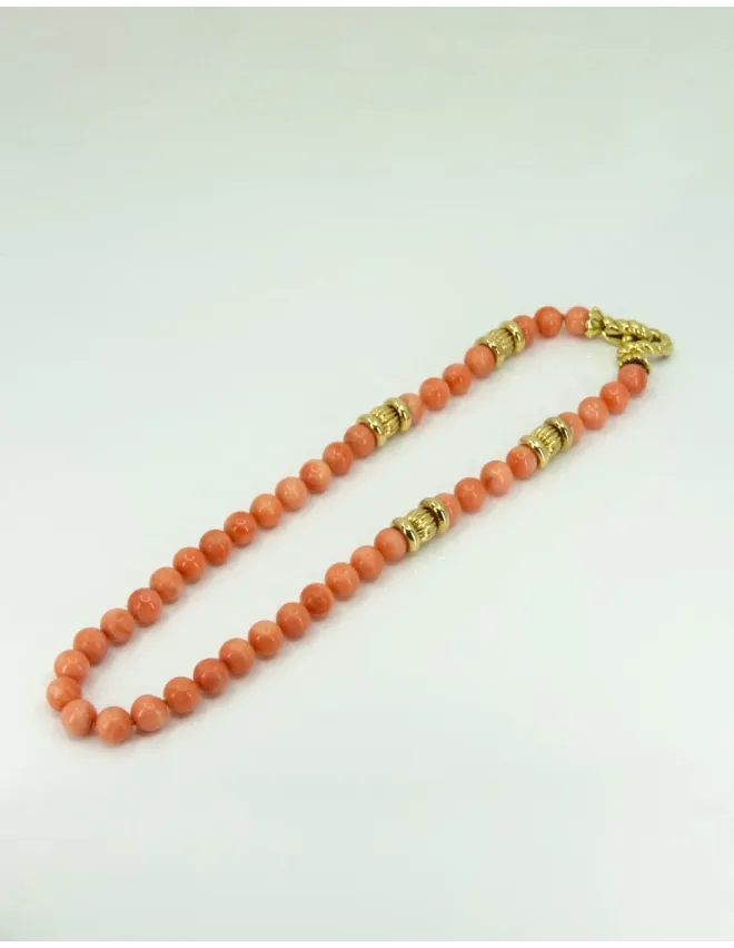Collier Corail Peau d'Ange Fermoir Torsadé Or Jaune
