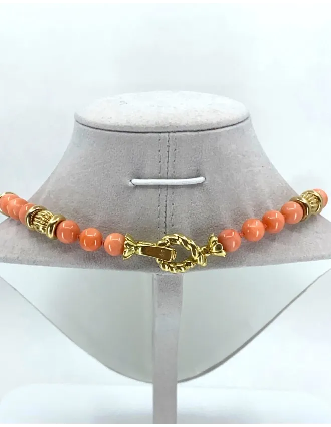 Collier Corail Peau d'Ange Fermoir Torsadé Or Jaune