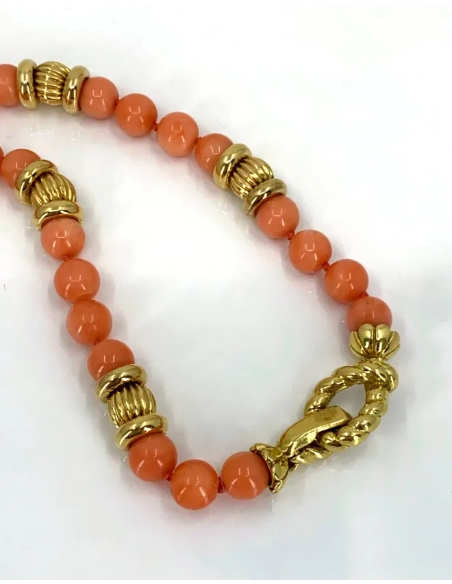 Collier Corail Peau d'Ange Fermoir Torsadé Or Jaune