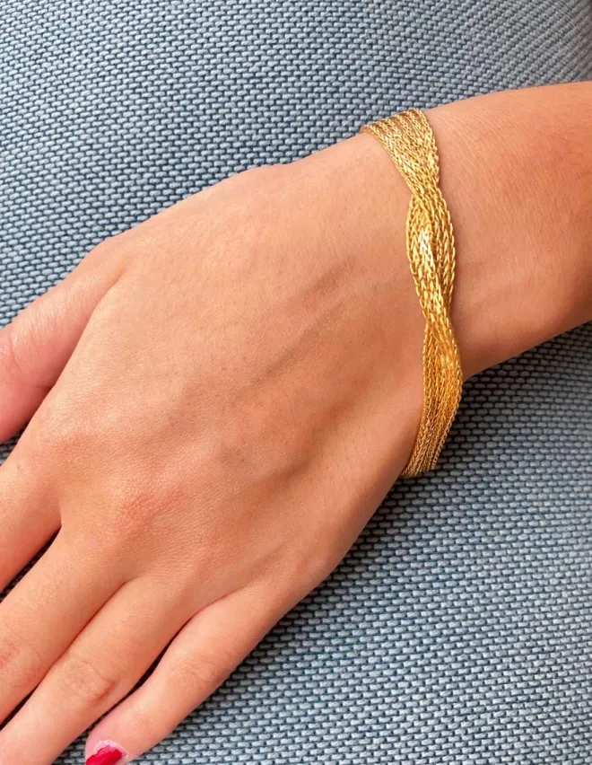Bracelet Plat Multi-chaînes Or Jaune