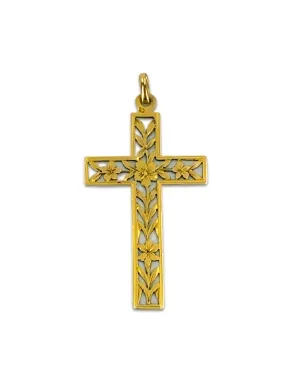 Crucifix Pendentif Vintage Or Jaune