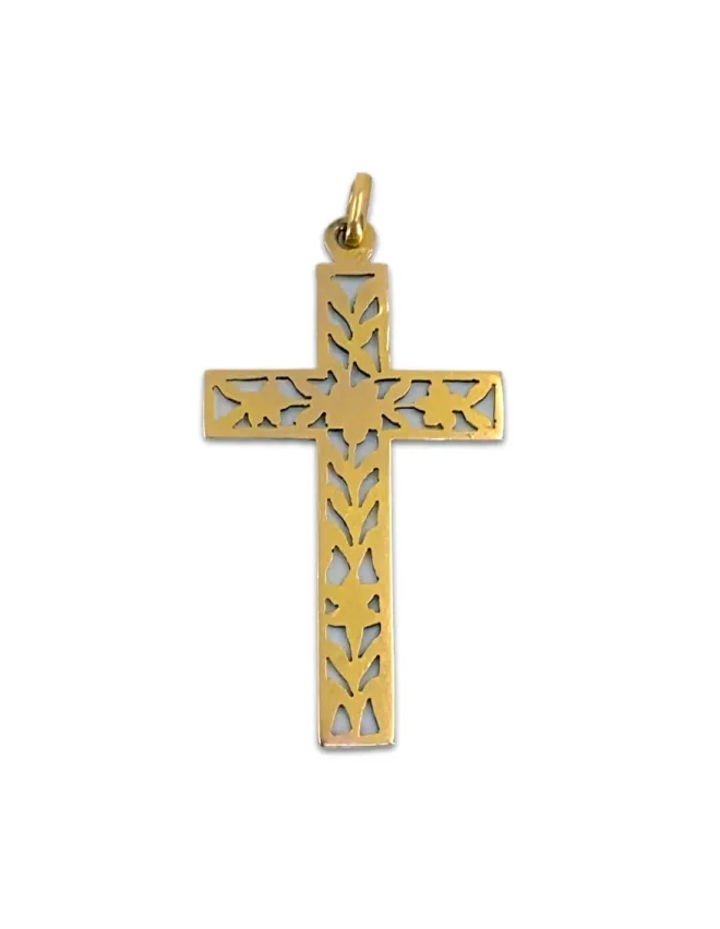 Crucifix Pendentif Vintage Or Jaune