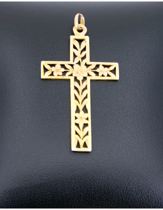 Crucifix Pendentif Vintage Or Jaune