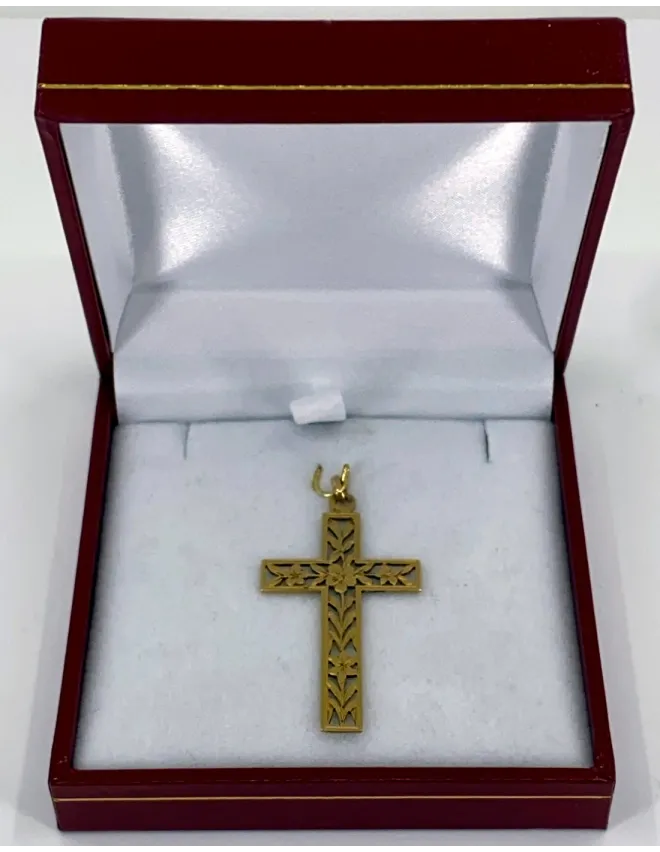 Crucifix Pendentif Vintage Or Jaune
