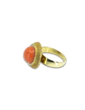 Bague Vintage Or Jaune & Cabochon Corail 2