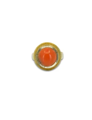 Bague Vintage Or Jaune & Cabochon Corail