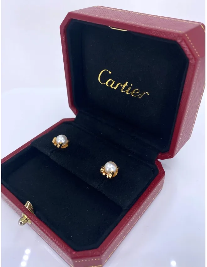Boucle d'Oreilles C de Cartier Perles & Or