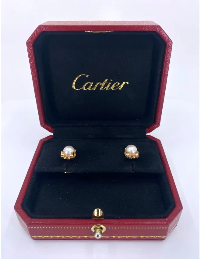 Boucle d'Oreilles C de Cartier Perles & Or
