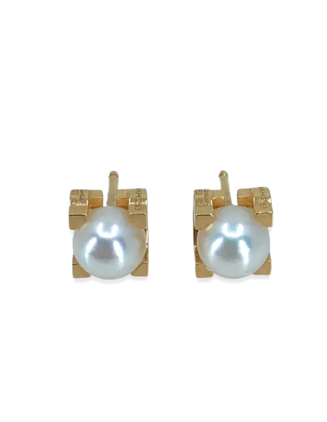 Boucle d'Oreilles C de Cartier Perles & Or