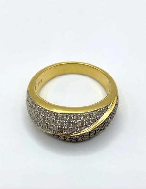 Bague Croisée Pavage Diamants Bicolores