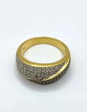 Bague Croisée Pavage Diamants Bicolores