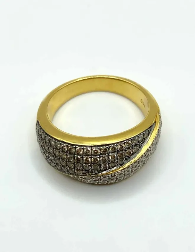 Bague Croisée Pavage Diamants Bicolores