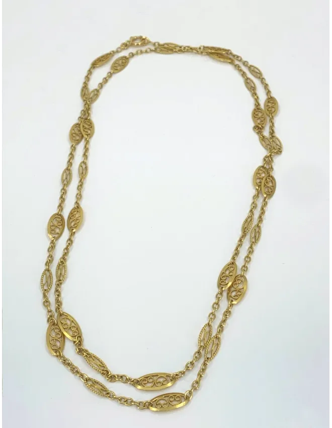 Sautoir Filigrane Ancien Or Jaune