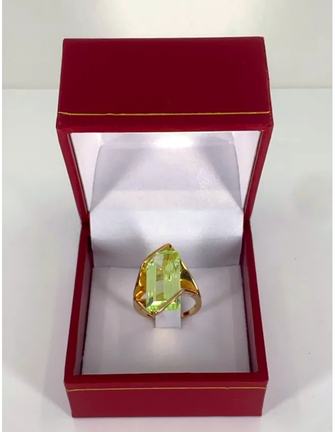 Bague Design Or Jaune & Spinelle Verte