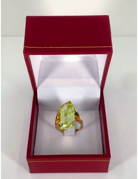 Bague Design Or Jaune & Spinelle Verte