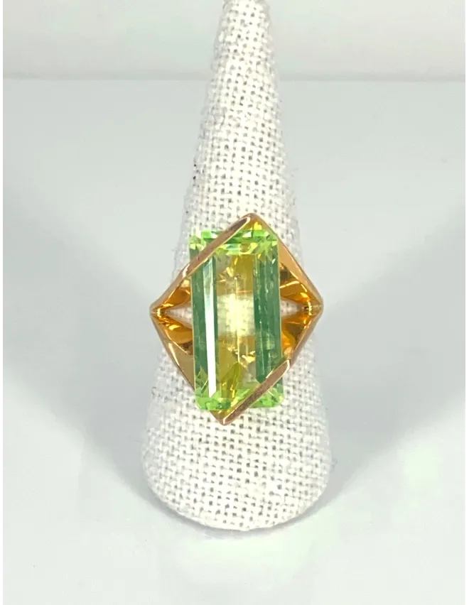 Bague Design Or Jaune & Spinelle Verte