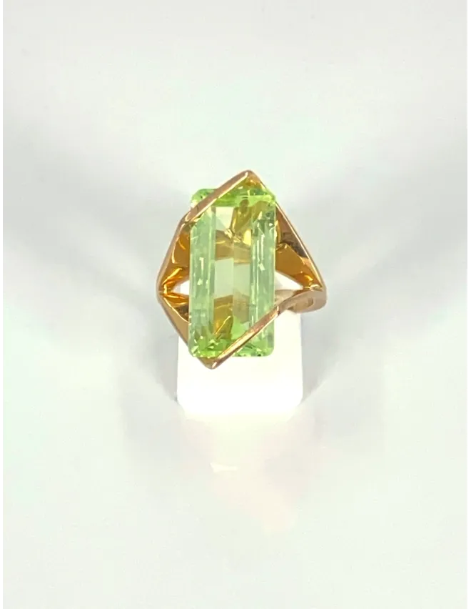 Bague Design Or Jaune & Spinelle Verte