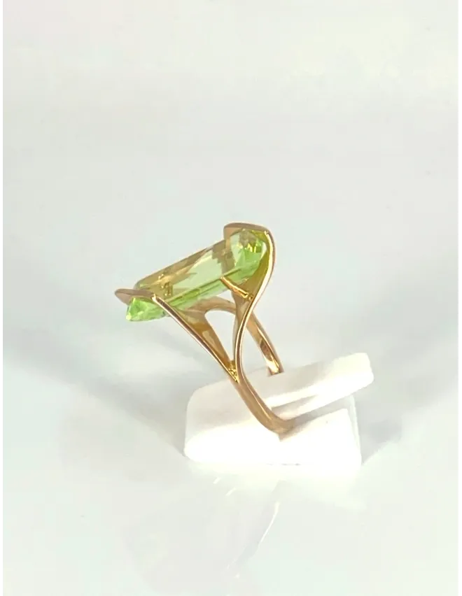 Bague Design Or Jaune & Spinelle Verte
