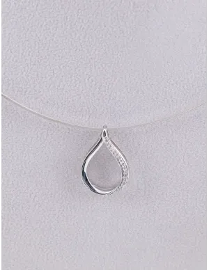 Collier Cable & Pendentif Goutte Or Blanc et Diamants 2