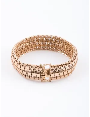 Bracelet Rétro Or Rose Mailles Fantaisies