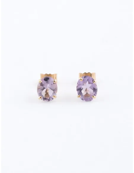 Boucles d'Oreilles Or Jaune & Amethystes