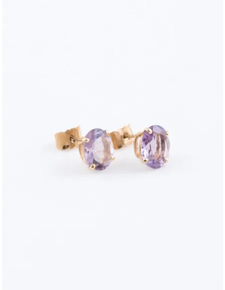 Boucles d'Oreilles Or Jaune & Amethystes