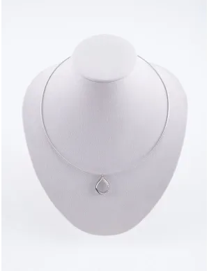 Collier Cable & Pendentif Goutte Or Blanc et Diamants