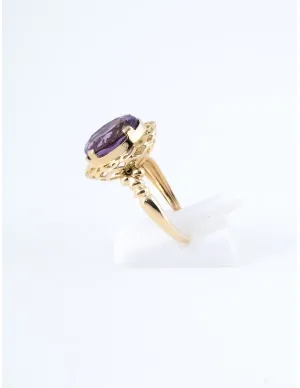 Bague Panier Ciselé Or Jaune & Amethyste 2